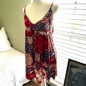 Free People Spaghetti Strap Floral Smocked Back Baby doll Dress Size XL